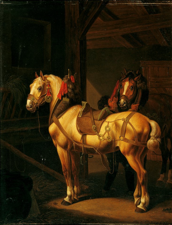 Johann Baptist Michael Dallinger von Dalling - Zwei Zugpferde im Stall - 3293 - Kunsthistorisches Museum