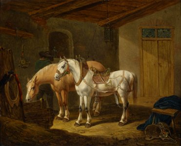 Johann Baptist Dallinger Pferde im Stall 1838