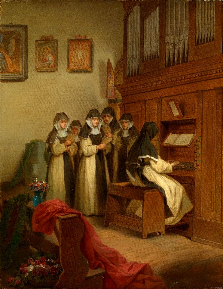 Johann Grund (1808-87) - Nuns Singing in the Chapel of Lichtenthal Convent, Baden - RCIN 403658 - Royal Collection
