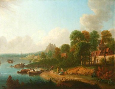 Johann Caspar Zehender (1742-1805) - River Scene with Boatmen and Barges - 1548059 - National Trust