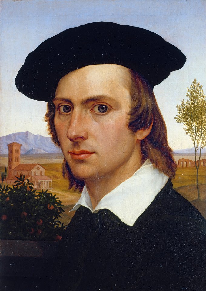 Johann David Passavant - Self-Portrait with Beret before a Roman Landscape - Google Art Project