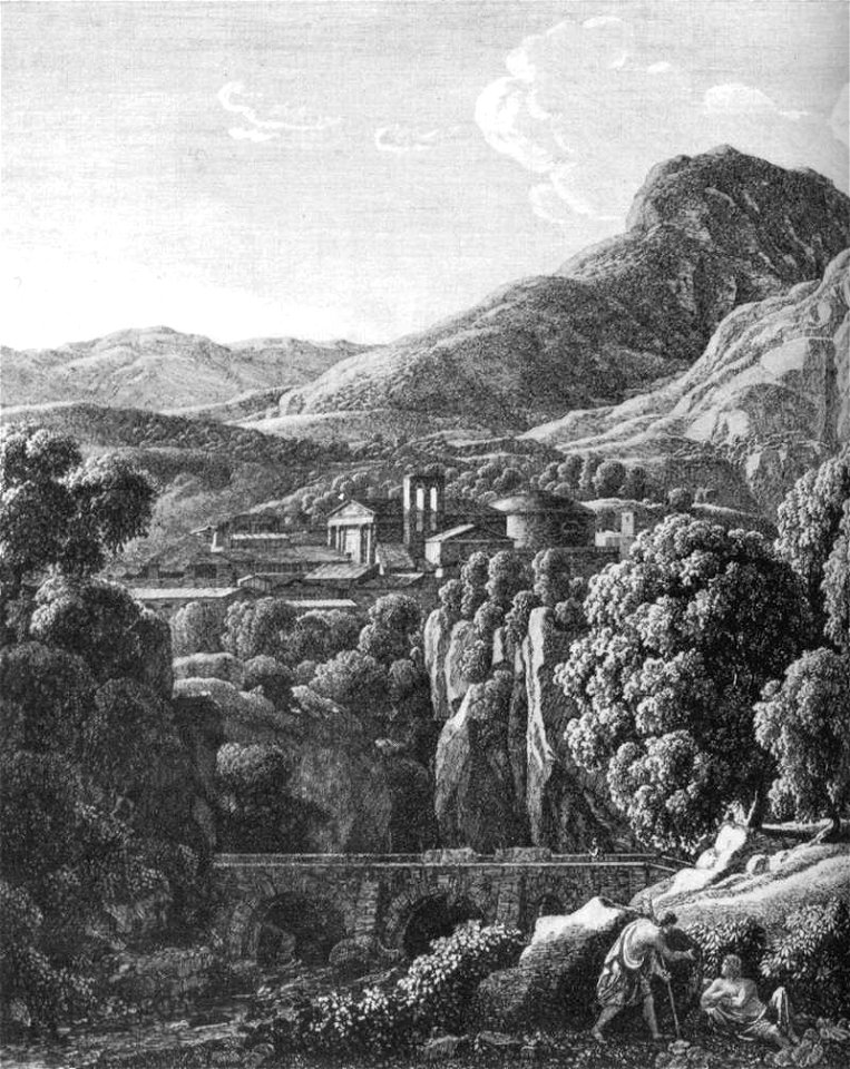 Johann Christian Reinhart - Landscape with Town and Bridge - WGA19055