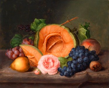 Johann Georg Seitz Stillleben mit Kürbis und Rose