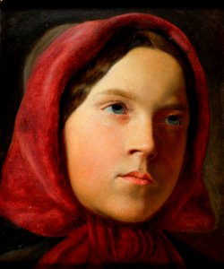 Johann Baptist Reiter (attr) Junge Frau mit rotem Kopftuch