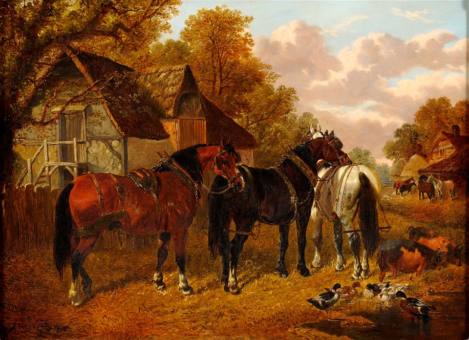 John Frederick Herring Horses at a farm