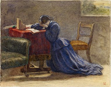 John Everett Millais - A Wife - Face in Both Hands She Knelt on the Carpet