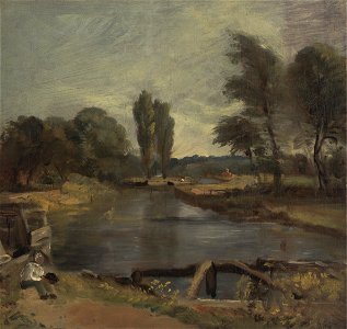 John Constable - Flatford Lock - Google Art Project. Free illustration for personal and commercial use.
