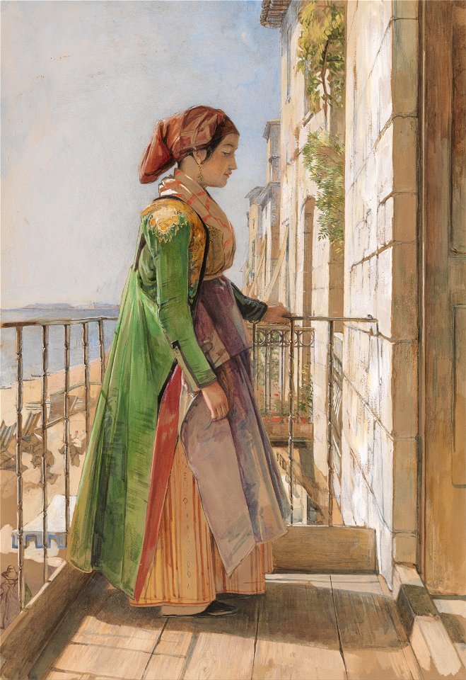 John Frederick Lewis - A Greek Girl Standing on a Balcony - Google Art Project