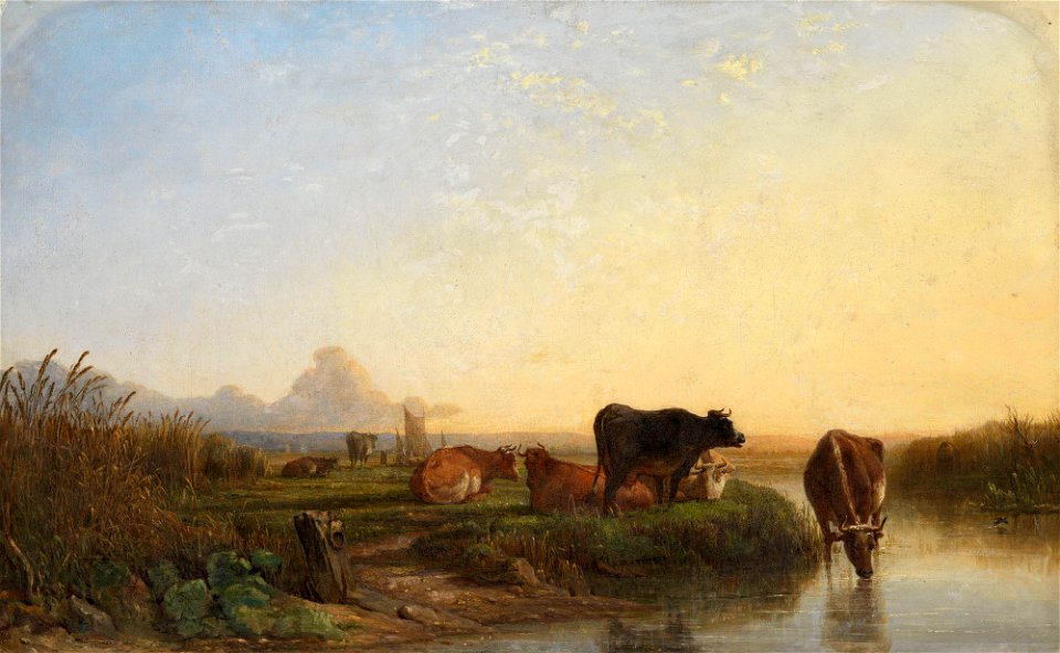John F Tennant (1796-1872) - Landscape with Cattle, Dagenham Gulf - RCIN 403717 - Royal Collection