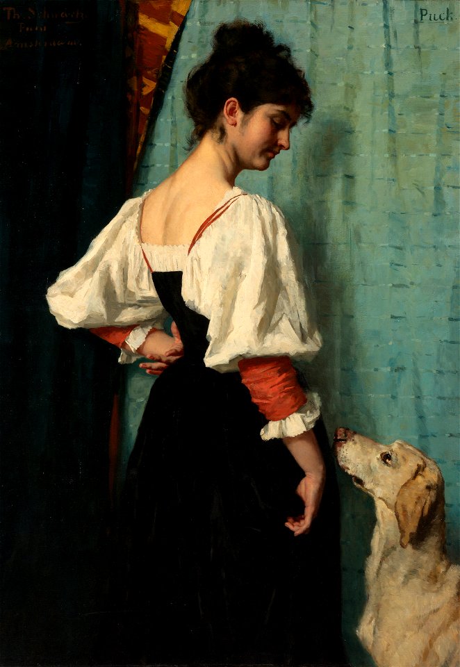 Jonge Italiaanse vrouw met de hond Puck Rijksmuseum SK-A-1703