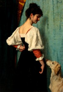 Jonge Italiaanse vrouw met de hond Puck Rijksmuseum SK-A-1703