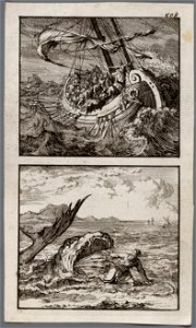 Jona valt in zee tijdens storm, Jona aan de kust uitgespuwd, objectnr A 48077
