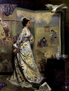 Gustave Léonard de Jonghe - The Japanese Fan. Free illustration for personal and commercial use.