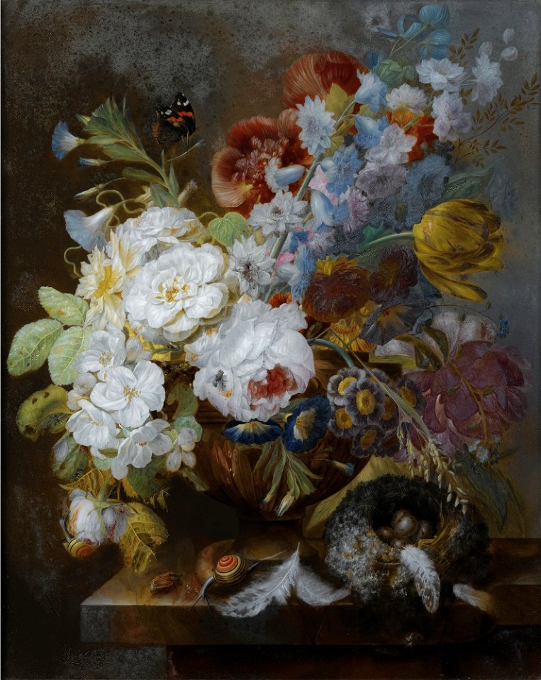 Joris-Frederik Ziesel - Stilleven met vaas van bloemen