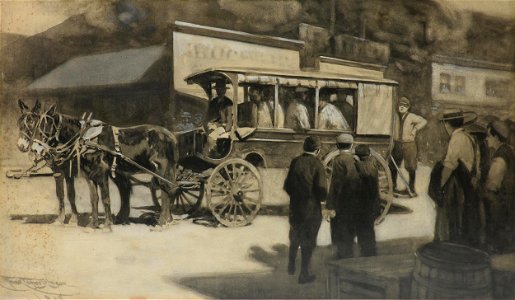 School Bus by Frank Tenney Johnson 1912, watercolor 