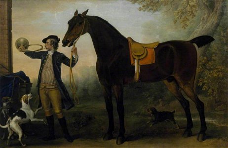 John Wootton (c.1682-1764) - Life-Size Horse with Huntsman Blowing a Horn - T12608 - Tate. Free illustration for personal and commercial use.