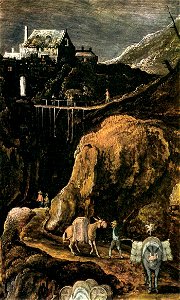 Joos de Momper (II) - Landscape with the Temptation of Christ (detail) - WGA16135