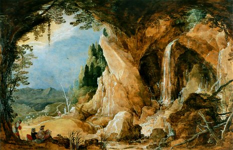 Joos de Momper - Paysage avec grotte. Free illustration for personal and commercial use.