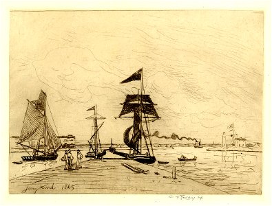 Jongkind - Jetée en bois dans le port de Honfleur, 1949,0411.4271