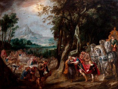 JORDAENS Hans III 1636 La rencontre de Jacob et de Joseph. Free illustration for personal and commercial use.