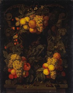 Joris van Son - Pietà with a Garland of Fruit. Free illustration for personal and commercial use.