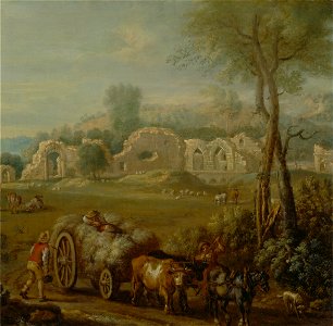 John Wootton - Haycart passing a ruined abbey - Google Art Project