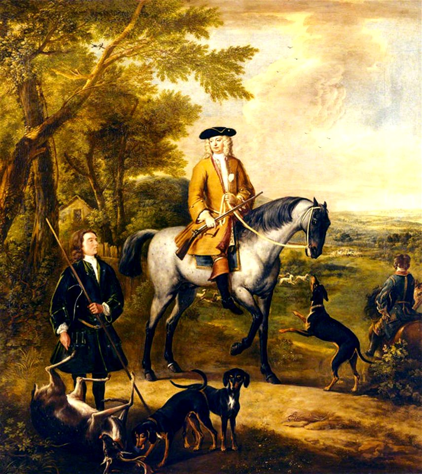 John Wootton (c.1682-1764) - Gilbert Coventry (c.1688–1719), 4th Earl of Coventry, with Two Huntsmen in a Landscape - 353069 - National Trust