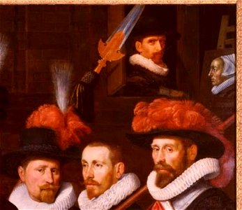 Joris van Schooten - Officieren van het geel-oranje vendel van kapitein Cornelis van Kerchem, 1626 - S 388 - Museum De Lakenhal