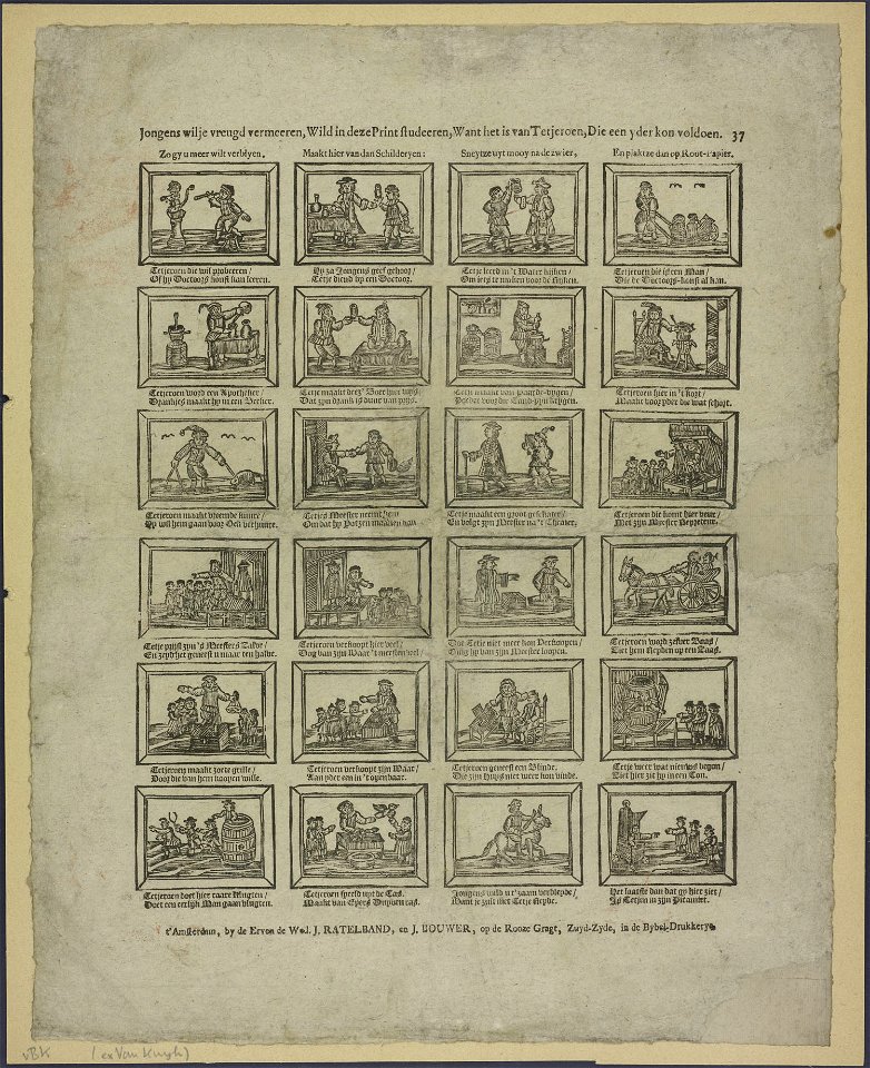 Jongens wilje vreugd vermeeren, Wild in deze print studeeren, Want het is van Tetjeroen, Die een yder kon voldoen-Catchpenny print-Borms 0725