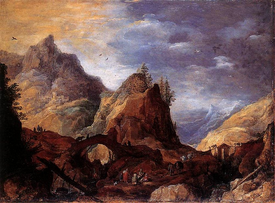 Joos de Momper (II) - Mountain Scene with Bridges - WGA16133