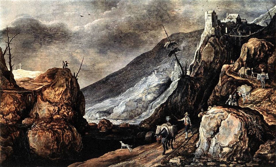 Joos de Momper (II) - Landscape with the Temptation of Christ - WGA16134