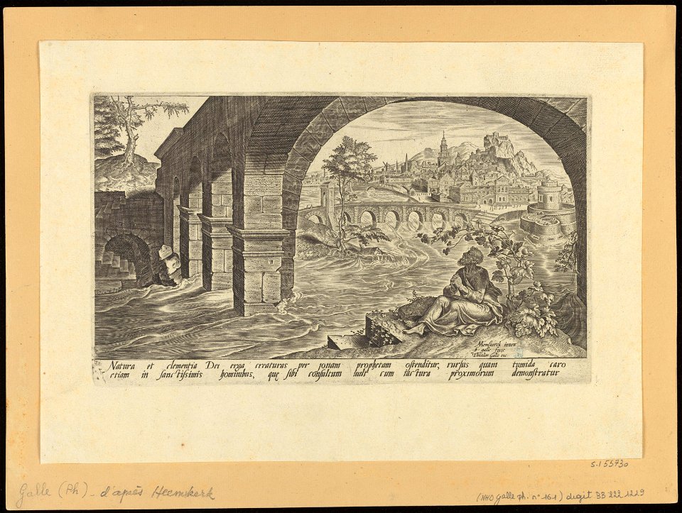 Jonah Complaining Under the Gourd 1565 print by Maarten van Heemskerck, S.I 55730, Prints Department, Royal Library of Belgium