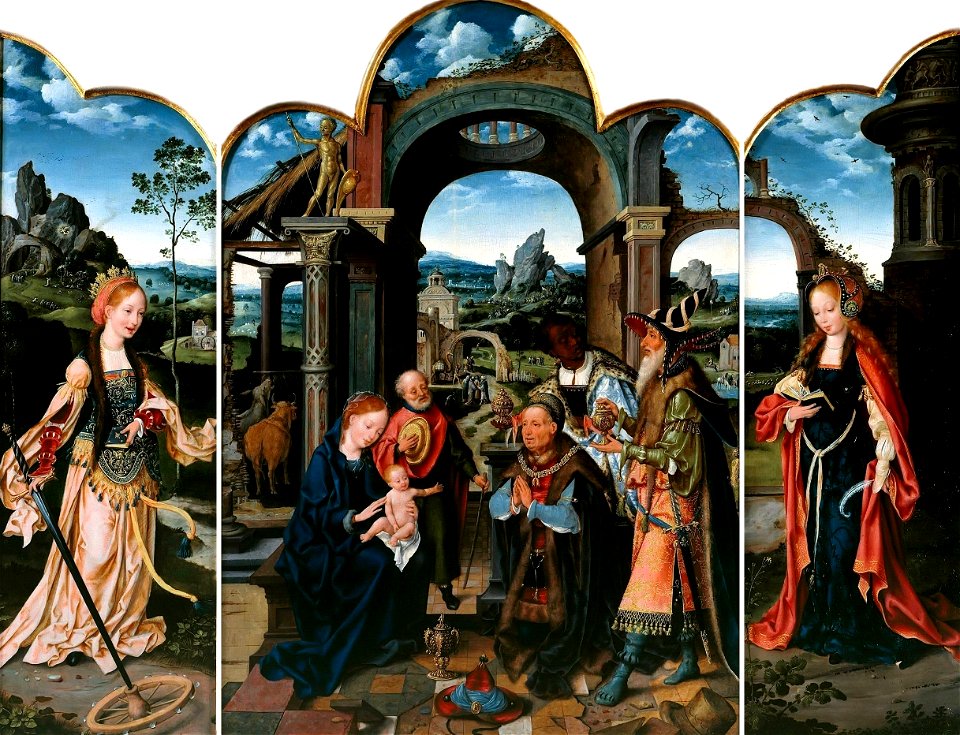 Joos van Cleve - Triptych with the Adoration of the Magi (ca 1520)