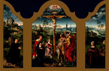 Joos van Cleve - Triptych- The Crucifixion Flanked by the Kneeling Donor and His Wife - Google Art Project