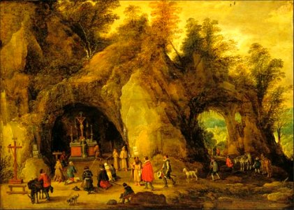 Joos de Momper (II) - Bergachtig landschap met een kapel in een grot - 545 - Museum of Fine Arts, Budapest