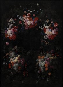 Joris van Son - Stone Cartouche with Fruit and Flower Garland - KMSsp290 - Statens Museum for Kunst