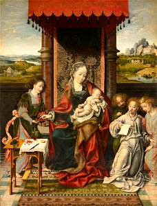 Joos van Cleve - Virgin and Child with Angels - Google Art Project. Free illustration for personal and commercial use.
