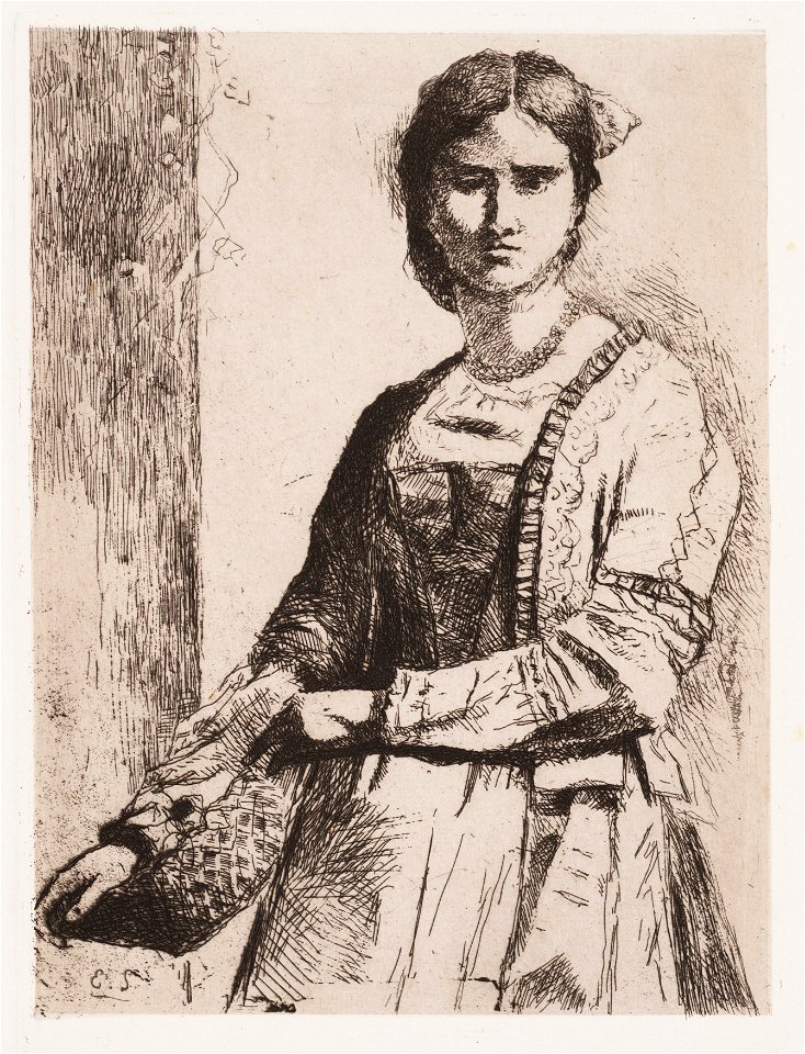 Jonge vrouw met mand, objectnr A 14245