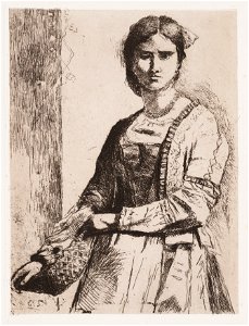 Jonge vrouw met mand, objectnr A 14245