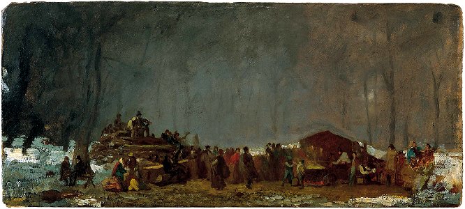 Jonathan Eastman Johnson - The Maple Sugar Camp turning off