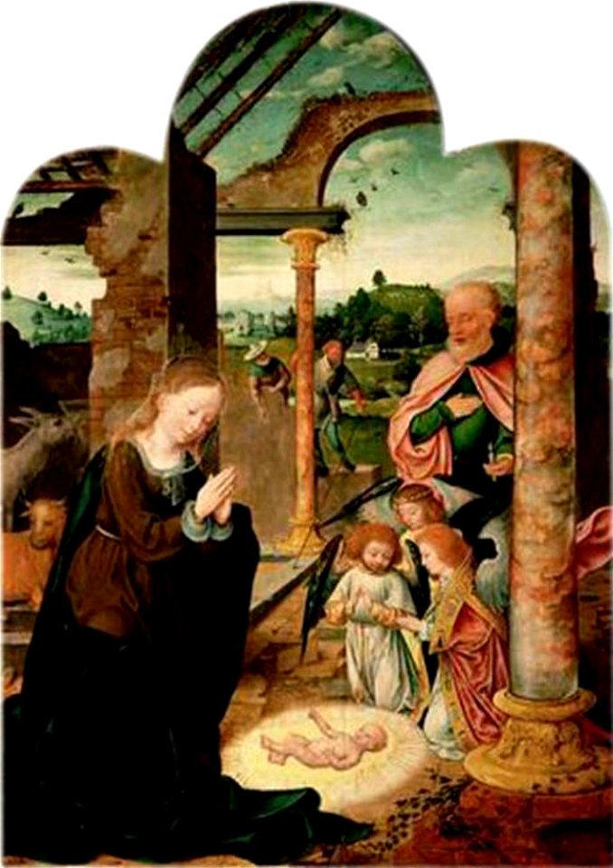 Joos van Cleve - De geboorte van Christus - GG 6347 - Kunsthistorisches Museum. Free illustration for personal and commercial use.