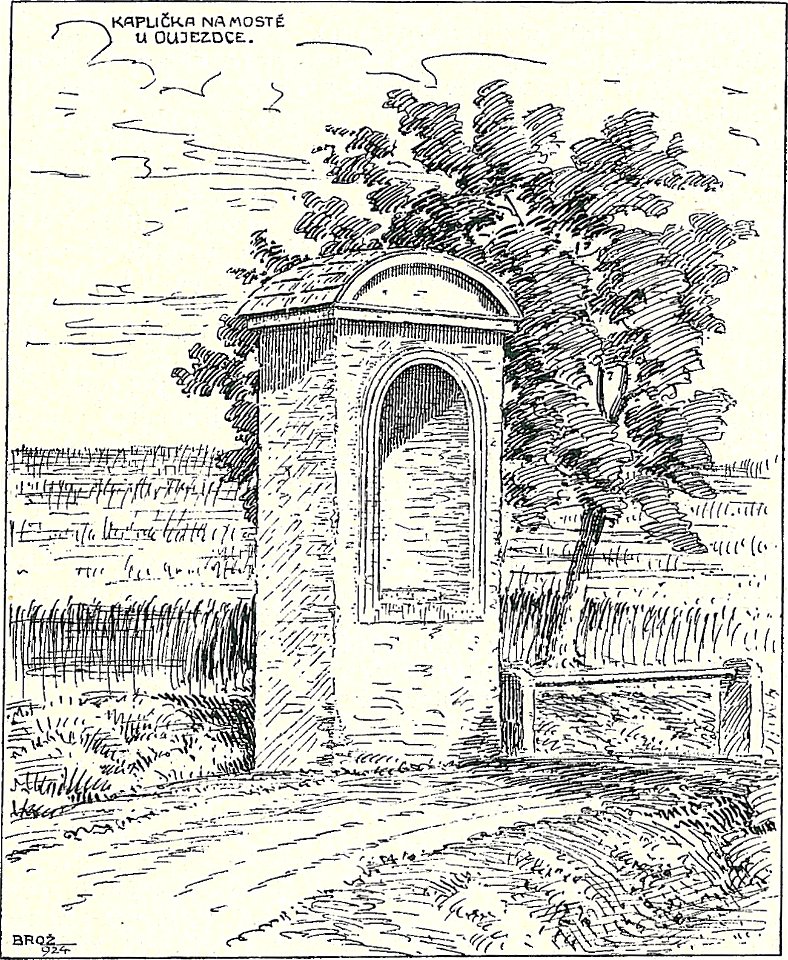 Josef Brož (1866-1949) - kaplička na mostě u Oujezdce