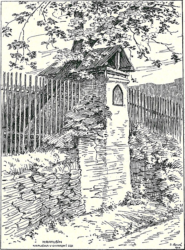 Josef Brož (1866-1949) - Kratušín, kaplička v ohradní zdi