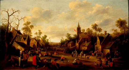 Joost Cornelisz Droochsloot - Village Scene - 34 - Mauritshuis. Free illustration for personal and commercial use.