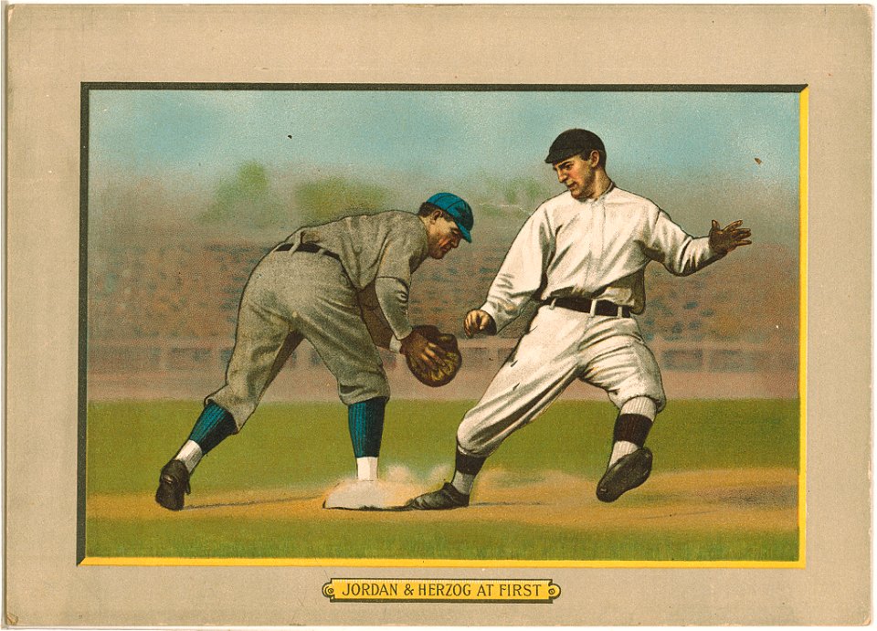 Jordan & Herzog at first, baseball card portrait LCCN2007685711