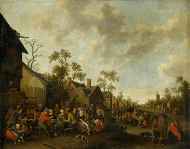 Joost Cornelisz. Droochsloot (1586-1666) - Village Scene with Feasting and Merrymaking - 926837 - National Trust