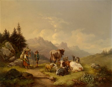 Josef Heicke (attr) Rast auf der Alm