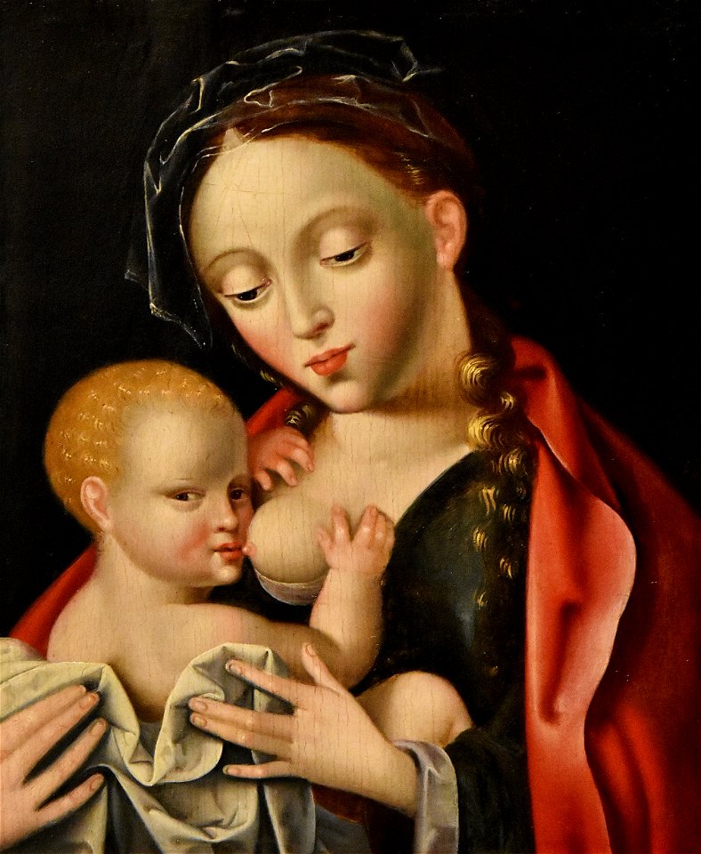 Joos van Cleve (ca.1485–1540of1541) De Maagd lacteert Jezus - La Boverie Luik 23-08-2018