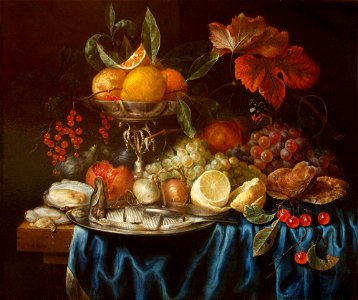 Joris van Son (1623-1667) - Fruit and a Herring on a Table - 724341 - National Trust