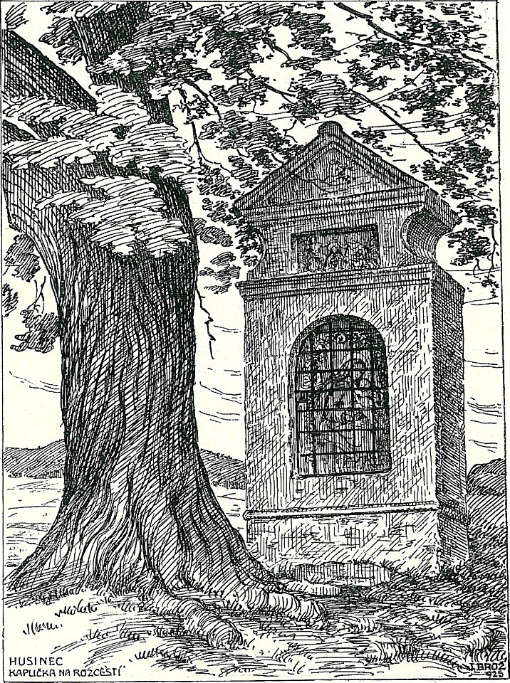 Josef Brož (1866-1949) - kaplička na rozcestí, Husinec